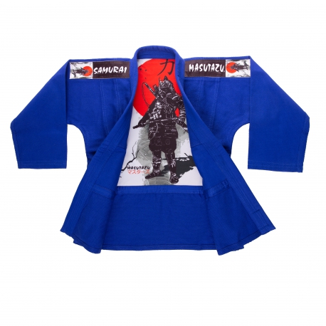 Kimono MASUTAZU SAMURAI - 450g  (bílá/modrá)